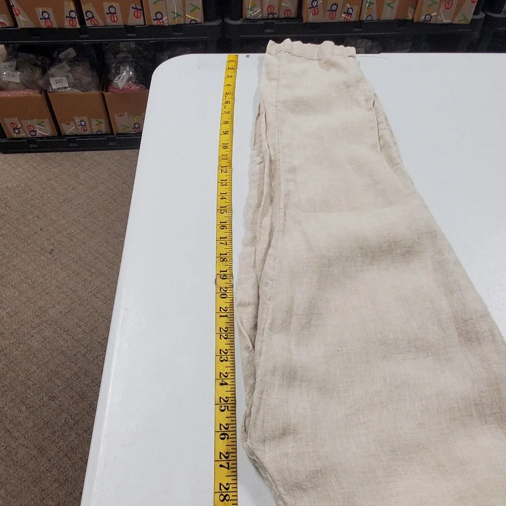 H&M Mens Relaxed Fit Linen Pull On Pants Size 32R Beige Coastal Beachy Neutral